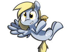Size: 2100x1480 | Tagged: safe, artist:fj-c, derpy hooves, pegasus, pony, g4, female, mare, muffin, solo