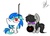 Size: 2563x1861 | Tagged: safe, artist:vet2b, dj pon-3, octavia melody, vinyl scratch, g4, bow (instrument), chibi, cute, filly, mouth hold, record, tongue out, younger