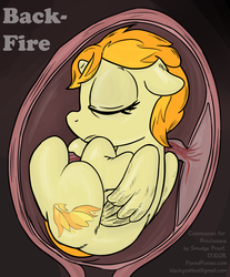 Size: 826x1000 | Tagged: safe, artist:smudge proof, spitfire, oc, oc only, oc:frostweave, alicorn, pony, g4, age regression, back-fire, commission, fetish, fetus, implied unbirthing, in utero, internal, placenta, solo, spitprey, transformation, umbilical cord, uterus, vein, vore