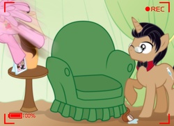 Size: 1236x894 | Tagged: safe, artist:shinta-girl, oc, oc only, oc:shinta pony, camera, camera shot, chair, comic, lamp, picture, picture frame, pipe