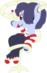 Size: 485x750 | Tagged: safe, artist:preciselyamoon, leviathan, pony, zombie, chair, heart, ponified, simple background, sitting, skullgirls, solo, squigly, stitches, transparent background