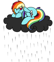 Size: 1673x1921 | Tagged: safe, artist:icingtaxation, rainbow dash, g4, cloud, female, rain, solo