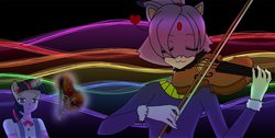 Size: 1024x515 | Tagged: safe, artist:erichgrooms3, twilight sparkle, anthro, equestria girls, g4, anime, blaze the cat, crossover, musical instrument, sonic the hedgehog (series), violin