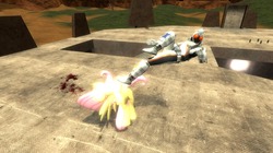 Size: 1280x718 | Tagged: safe, fluttershy, g4, 3d, gmod, kamen rider, kamen rider fourze, kamen riders destroy fluttershy