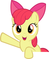 Size: 6320x7568 | Tagged: safe, artist:vulthuryol00, apple bloom, earth pony, pony, g4, absurd resolution, cute, female, filly, foal, leaning, looking at you, open mouth, simple background, smiling, solo, transparent background, vector, waving