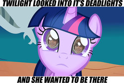 Size: 1280x858 | Tagged: safe, twilight sparkle, human, g4, deadlights, eyes, irl, irl human, it, justin bieber, photo, reflection, text, why