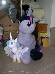 Size: 800x1067 | Tagged: safe, artist:bladespark, princess celestia, twilight sparkle, g4, irl, photo, plushie