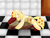 Size: 4000x3000 | Tagged: safe, artist:icy wings, oc, oc only, oc:coke pony, oc:mozzarella orgy, food pony, original species, pizza pony, checkered floor, female, high res, kissing, lesbian, oc x oc, shipping