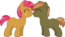 Size: 1024x583 | Tagged: safe, artist:ludiculouspegasus, babs seed, button mash, earth pony, pony, g4, buttonseed, female, male, nuzzling, shipping, simple background, straight, transparent background