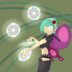 Size: 1064x1070 | Tagged: dead source, safe, artist:kryptchild, snails, fairy, human, g4, :o, clothes, crossover, disc, freckles, headband, humanized, levitation, light skin, looking at you, male, solo, terraria, trap, wide eyes, wings