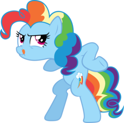 Size: 6000x5937 | Tagged: safe, artist:synch-anon, artist:twiforce, pinkie pie, rainbow dash, g4, absurd resolution, bipedal, female, fusion, recolor, simple background, solo, transparent background, vector