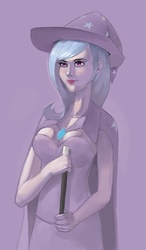 Size: 586x1003 | Tagged: safe, artist:saurabhinator, trixie, human, g4, breasts, busty trixie, female, humanized, light skin, solo, wand