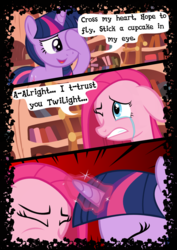 Size: 744x1052 | Tagged: safe, artist:mashuga31, pinkie pie, twilight sparkle, fanfic:silent ponyville, g4, comic, crying, pinkamena diane pie