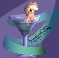 Size: 4559x4512 | Tagged: safe, artist:discorded, applejack, earth pony, pony, g4, absurd resolution, applejack is not amused, appletini, cup, cup of pony, female, micro, pun, scrunchy face, solo, unamused, vector