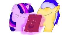 Size: 1176x560 | Tagged: safe, artist:bashlover, flash sentry, twilight sparkle, pony, g4, female, implied kissing, kiss on the lips, kissing, magic, male, mare, paper, ship:flashlight, shipping, simple background, stallion, straight, telekinesis, transparent background