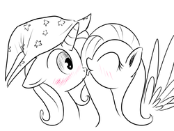 Size: 700x526 | Tagged: safe, artist:xioade, fluttershy, trixie, g4, blushing, female, lesbian, licking, ship:trixieshy, shipping