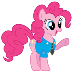 Size: 6000x6000 | Tagged: safe, artist:au-spitfire, pinkie pie, g4, absurd resolution, clothes, female, formal, happy, necktie, raised hoof, solo, uniform, wonderbolts