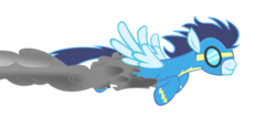 Size: 4000x2000 | Tagged: safe, artist:au-spitfire, soarin', g4, flying, goggles, high res, male, simple background, solo, transparent background, vector, wonderbolts uniform