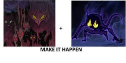 Size: 1040x520 | Tagged: safe, idw, nightmare forces, g4, dark spirit, dark spirits, exploitable meme, make it happen, meme, nightmare creature, the legend of korra, unnamed character, unnamed nightmare forces