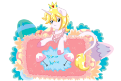 Size: 1800x1200 | Tagged: safe, artist:sarahostervig, oc, oc only, classical unicorn, bandana, crown, horn, leonine tail, prince apricot, solo