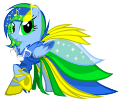 Size: 1924x1618 | Tagged: safe, artist:auveiss, oc, oc only, oc:paint beat, pegasus, pony, clothes, dress, female, gala dress, mare, music notes, simple background, solo, transparent background, vector