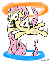 Size: 461x562 | Tagged: safe, artist:anotheraverageartist, fluttershy, g4, crossover, falling, female, portal, portal (valve), scared, solo