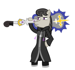 Size: 1416x1317 | Tagged: safe, artist:jewelsfriend, octavia melody, earth pony, pony, g4, bipedal, clothes, crossover, disney, female, kingdom hearts, saïx, solo