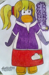 Size: 1035x1567 | Tagged: safe, artist:clubpenguin1, cloud kicker, bird, penguin, g4, club penguin, crossover, solo, species swap, traditional art