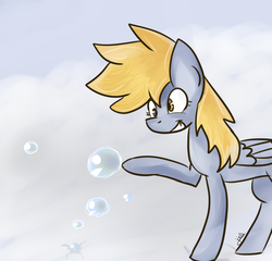 Size: 1033x990 | Tagged: safe, artist:fr4n-n, derpy hooves, pegasus, pony, g4, bubble, female, mare, solo