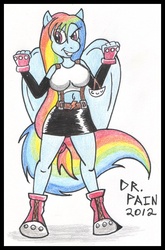 Size: 420x636 | Tagged: safe, artist:drpain, rainbow dash, anthro, g4, belly button, breasts, busty rainbow dash, crossover, female, final fantasy, final fantasy vii, midriff, solo, tifa lockhart, video game