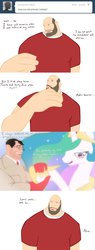 Size: 550x1454 | Tagged: safe, artist:psychroculus, princess celestia, ask heavy of ponyville, g4, ask, comic, heavy (tf2), medic, medic (tf2), team fortress 2