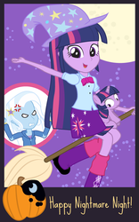 Size: 560x900 | Tagged: safe, artist:dm29, trixie, twilight sparkle, human, equestria girls, g4, cute, duo, filly, human ponidox, julian yeo is trying to murder us, nightmare night, pony pet, sabrina the teenage witch, square crossover, witch