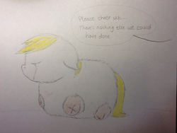 Size: 1024x768 | Tagged: safe, artist:waggytail, fluffy pony, amputee, crying, sadbox