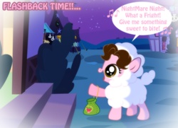 Size: 1236x896 | Tagged: safe, artist:shinta-girl, oc, oc only, oc:shinta pony, sheep, clothes, costume, cute, female, filly, flashback, halloween, nightmare night, solo, tumblr, younger