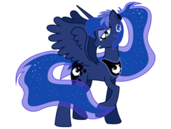 Size: 4000x3000 | Tagged: safe, artist:zuko42, princess luna, g4, alternate hairstyle, bedroom eyes, earring, female, piercing, ponytail, simple background, solo, transparent background