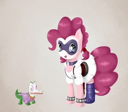 Size: 1370x1200 | Tagged: safe, artist:239asd, gummy, pinkie pie, g4, clothes, crossover, dress, harley quinn, the joker