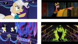 Size: 3294x1890 | Tagged: safe, screencap, mayor mare, nightmare moon, friendship is magic, g4, season 1, comparison, disney, guards, maleficent, sleeping beauty