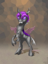 Size: 750x1000 | Tagged: safe, artist:drjavi, oc, oc only, changeling, changeling oc, purple changeling, solo