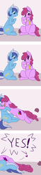 Size: 780x3292 | Tagged: safe, artist:skoon, berry punch, berryshine, minuette, earth pony, pony, unicorn, ask berry punch, g4, ask, bracelet, female, lesbian, marriage proposal, pounce, ring, ship:berrygate, shipping, yes