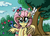 Size: 1200x874 | Tagged: safe, artist:daniel-sg, angel bunny, fluttershy, bird, butterfly, g4