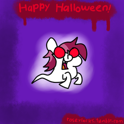 Size: 512x512 | Tagged: safe, artist:roseylacks, roseluck, ghost, ghost pony, g4, halloween, solo, text