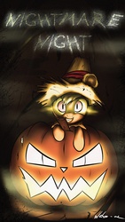 Size: 2160x3840 | Tagged: safe, artist:neko-me, applejack, earth pony, pony, g4, cute, dark, fangs, featured image, female, glowing, glowing eyes, grin, happy, jack-o-lantern, jackabetes, looking at you, nightmare night, slit pupils, smiling, solo