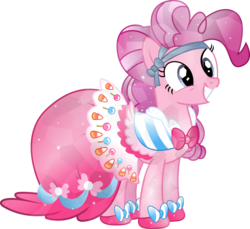 Size: 5500x5031 | Tagged: safe, artist:theshadowstone, pinkie pie, earth pony, pony, g4, absurd resolution, clothes, crystallized, cute, diapinkes, dress, female, gala dress, mare, pinkie pie's first gala dress, simple background, solo, sweet dreams fuel, transparent background, vector