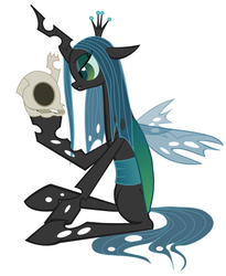 Size: 772x943 | Tagged: safe, artist:senwyn1, queen chrysalis, changeling, changeling queen, g4, female, skull, solo