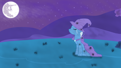 Size: 1280x720 | Tagged: safe, trixie, pony, unicorn, g4, crying, female, injured, mare, moon, sad, solo