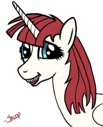 Size: 731x901 | Tagged: safe, artist:rainbow-dosh, oc, oc only, oc:fausticorn, braces, lauren faust, solo