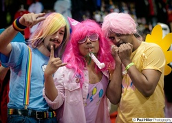 Size: 1024x734 | Tagged: safe, fluttershy, pinkie pie, rainbow dash, human, g4, cosplay, irl, irl human, photo