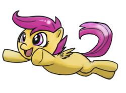 Size: 625x462 | Tagged: safe, artist:valiumangel, scootaloo, g4, female, flying, happy, scootaloo can fly, smiling, solo