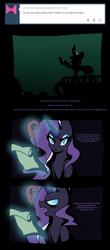 Size: 936x2132 | Tagged: safe, artist:lollypopa, nightmare rarity, queen chrysalis, ask thequeens, g4, comic, magic, quill, scroll, telekinesis, tumblr