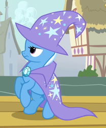 Size: 500x600 | Tagged: safe, screencap, trixie, pony, unicorn, boast busters, g4, cropped, female, mare, reaction image, solo, stage